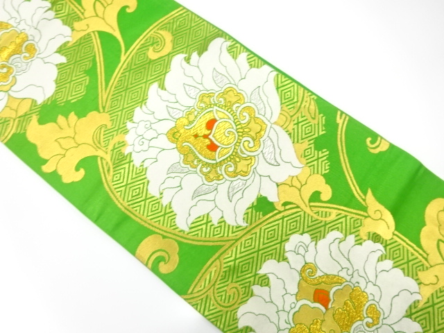 唐花模様織り出し　袋帯